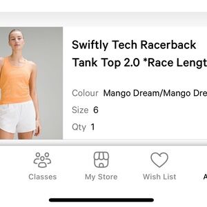 Lululemon Swiftly Tech Racerback Tank Top 2.0 - Mango Dream